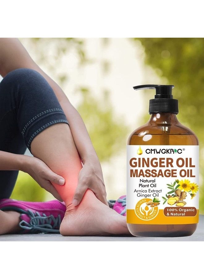 CMWGKBC - Ginger Oil, Ginger Massage Oil for Lymphatic Drainage, Arnica Oil, 100% Natural Massage Oil with Grape Seed Oil, Arnica Extract, Vitamin E Oil and Ginger Oil-Warming and Relaxing - Image 1