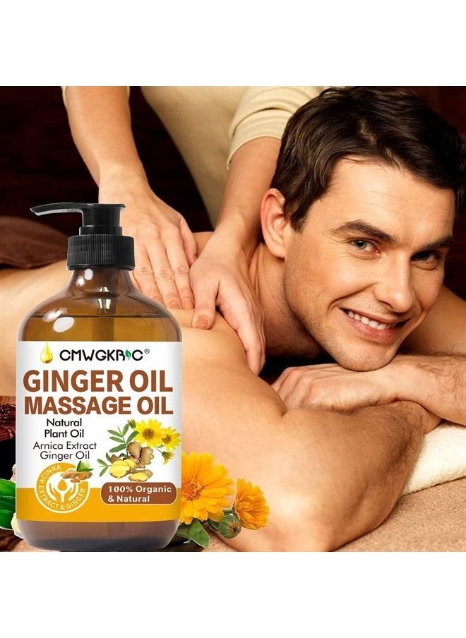 CMWGKBC - Ginger Oil, Ginger Massage Oil for Lymphatic Drainage, Arnica Oil, 100% Natural Massage Oil with Grape Seed Oil, Arnica Extract, Vitamin E Oil and Ginger Oil-Warming and Relaxing - Image 1
