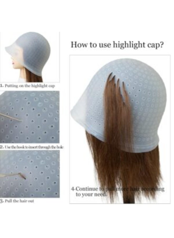 Perforated Silicone Hair Dye Bonnet with Hook Needle – Reusable Highlighting Cap for Precise Hair Coloring & Streaking - Image 5
