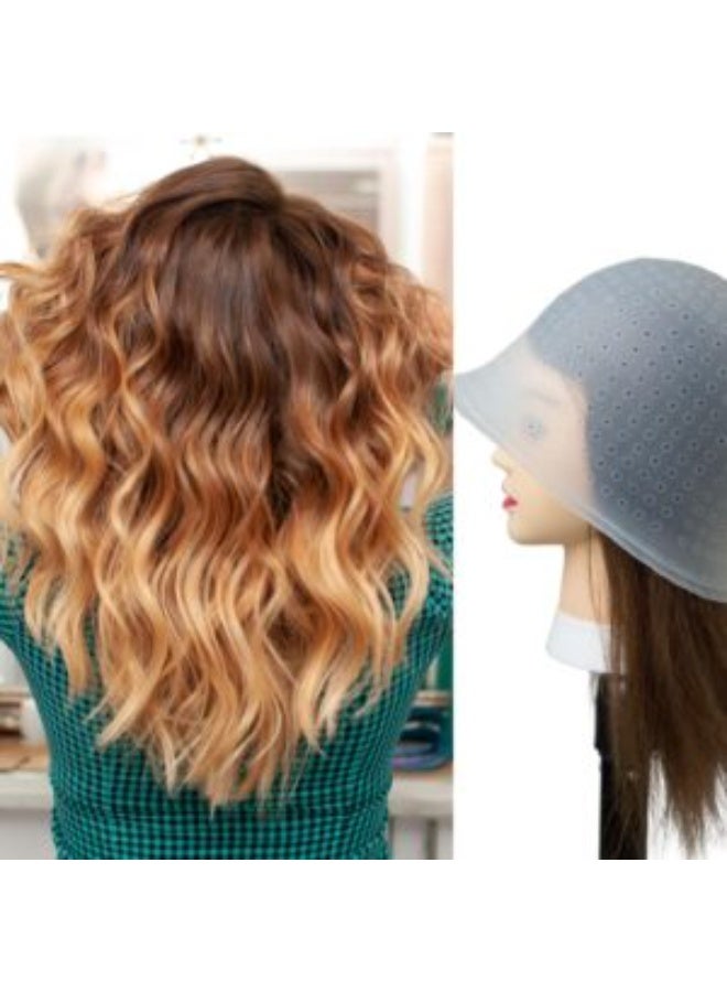 Perforated Silicone Hair Dye Bonnet with Hook Needle – Reusable Highlighting Cap for Precise Hair Coloring & Streaking - Image 2