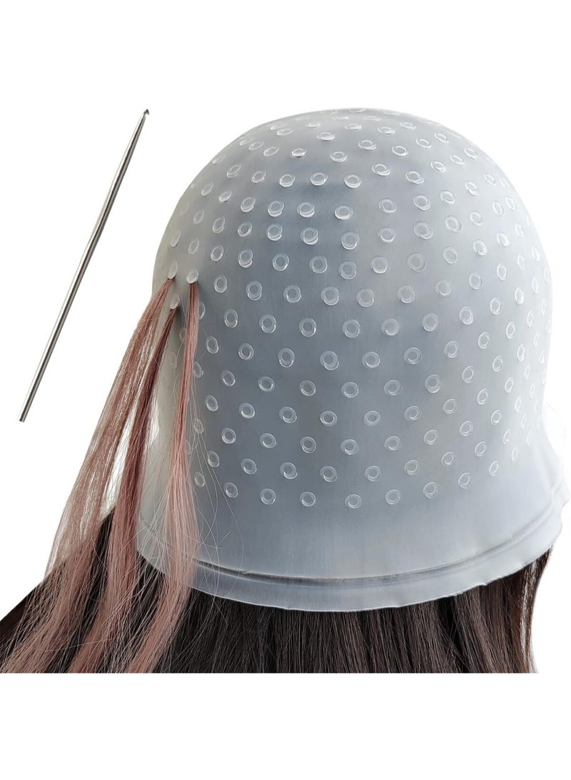 Perforated Silicone Hair Dye Bonnet with Hook Needle – Reusable Highlighting Cap for Precise Hair Coloring & Streaking - Image 1
