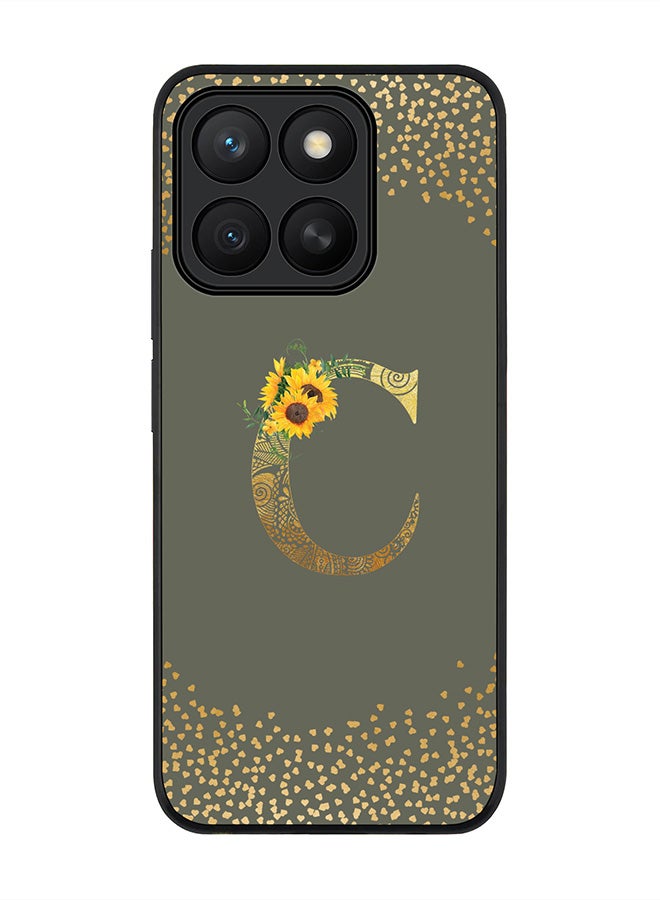 For Honor X8c Case,Slim fit Camera Protection, Shockproof Thin Phone cover  - Custom Floral Monogram - C  (Olive Green )