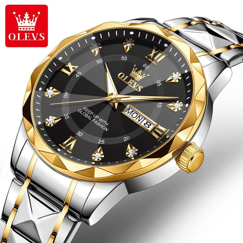 OLEVS Men's Waterproof Luminous Watch, Quartz Movement, 41mm Case, Date Display, Casual Wristwatch - Image 1