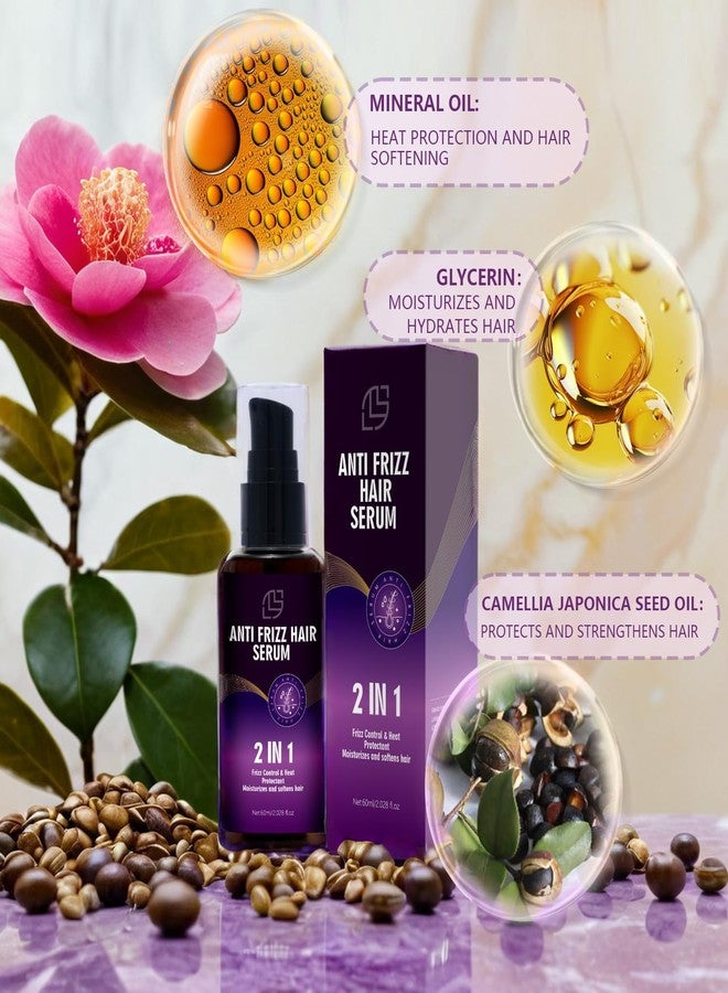 Lanthome Anti Frizz Hair Serum for - 2 In1 Frizz Control &Heat Protectant with Camellia Japonica Seed Oil for Frizzy, Dry & Damaged Hair - Nourishes and Repairs Hair for Shine and Softness 60mL(2.028 fl.oz） - Image 4