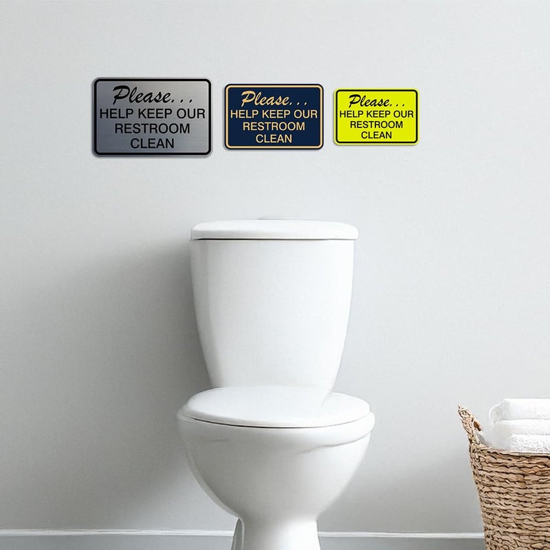 All Quality Please Help Keep Our Restroom Clean Wall Door Sign - Black (Medium) - Image 4