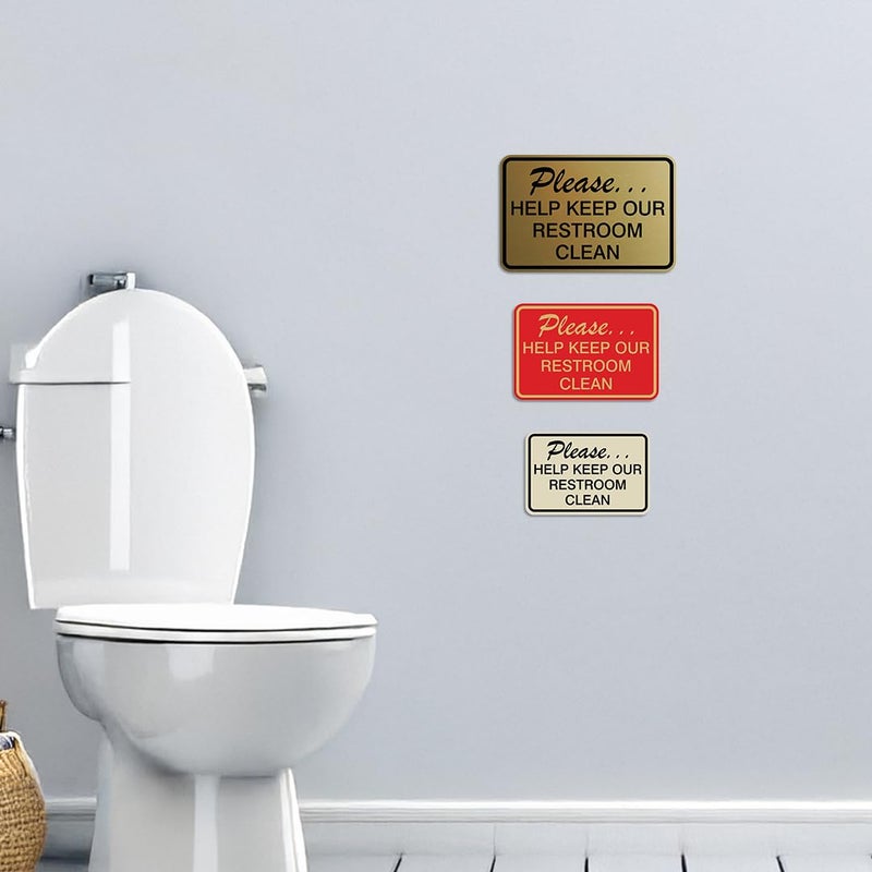 All Quality Please Help Keep Our Restroom Clean Wall Door Sign - Black (Medium) - Image 3