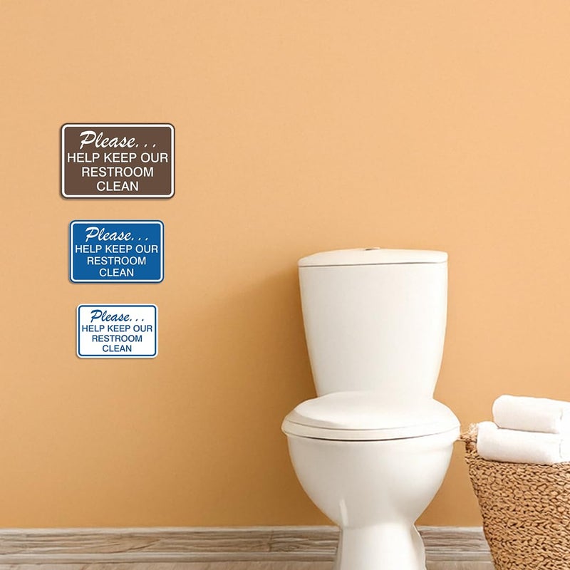 All Quality Please Help Keep Our Restroom Clean Wall Door Sign - Black (Medium) - Image 2