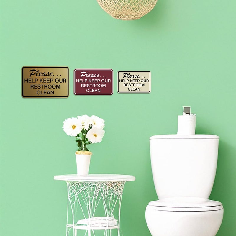 All Quality Please Help Keep Our Restroom Clean Wall Door Sign - Black (Medium) - Image 1