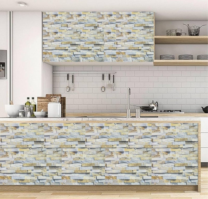 HOME13™ Wooden Wallpaper Peel and Stick Self Adheisve Removable Wood Grain Contact Paper Vinyl Decorative Wallpaper for Kitchen Desk Cabinets Shelf Drawers Liner (16 x 52 Inch, Brick Grey Wooden) - Image 2