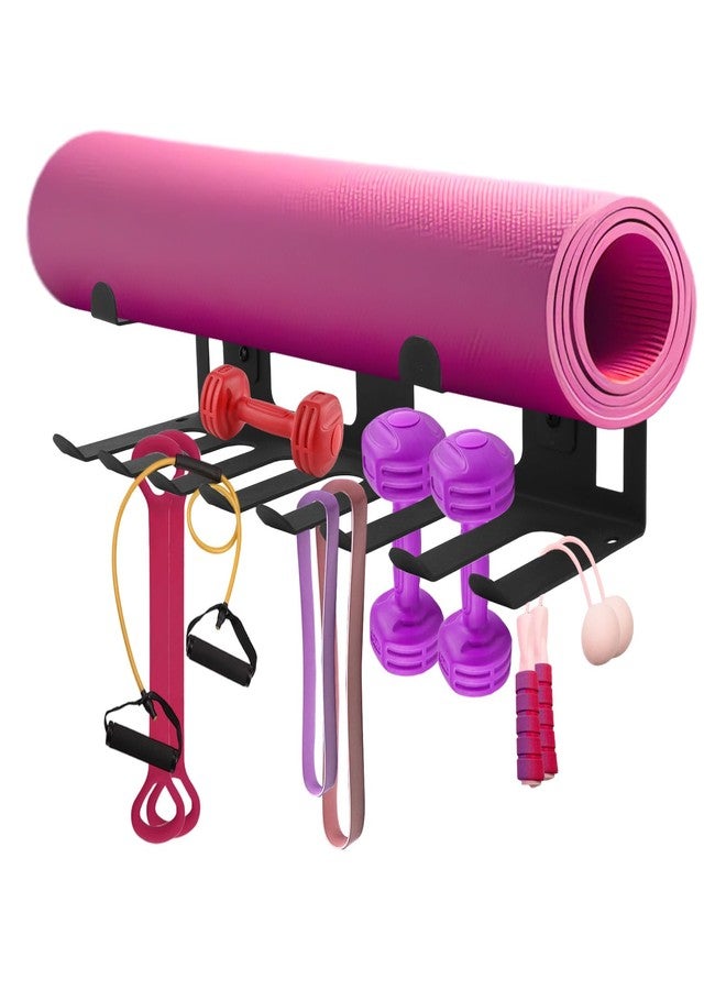 Fukaisu Multi-Purpose Gym Equipment Storage Rack, Stainless Steel Rack Holder Organizer Wall Mount with Screws Home Gym Organization Accessories for Foam Rollers Straps Jump Ropes Yoga Mat (Black) - Image 1