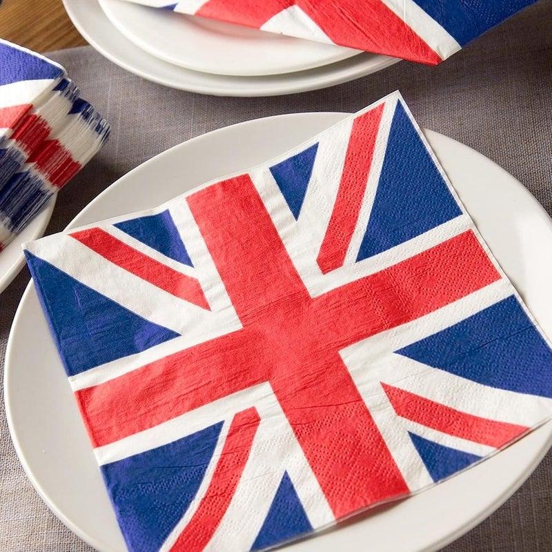 Juvale 100 Pack UK Flag Napkins for British Party Decorations Union Jack Party Supplies London Napkins UK Flag Design for Birthday Parties Celebrations Special Occasions 13x13 Inches - Image 4