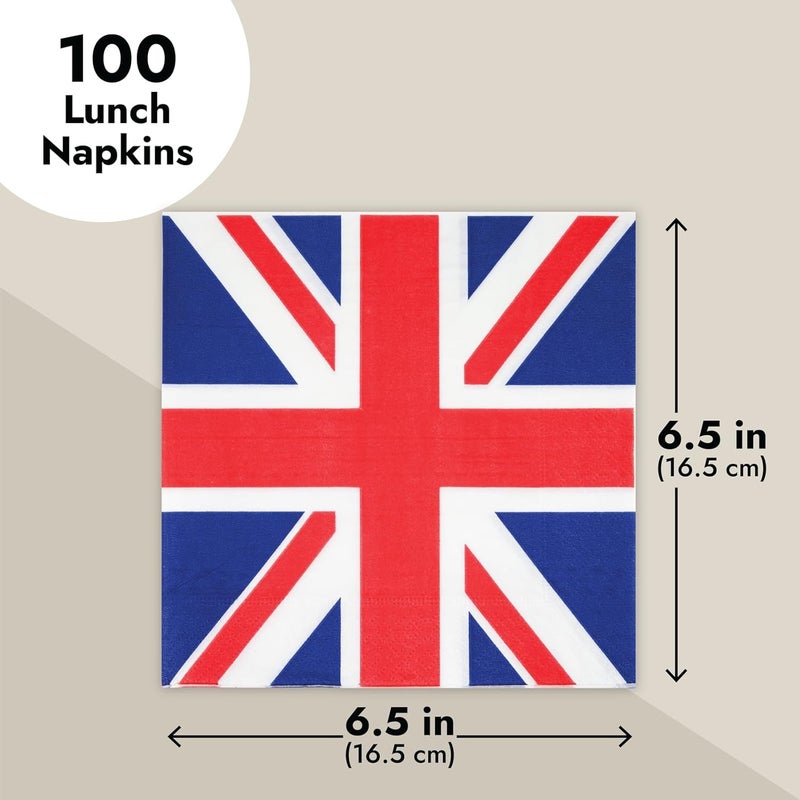 Juvale 100 Pack UK Flag Napkins for British Party Decorations Union Jack Party Supplies London Napkins UK Flag Design for Birthday Parties Celebrations Special Occasions 13x13 Inches - Image 5