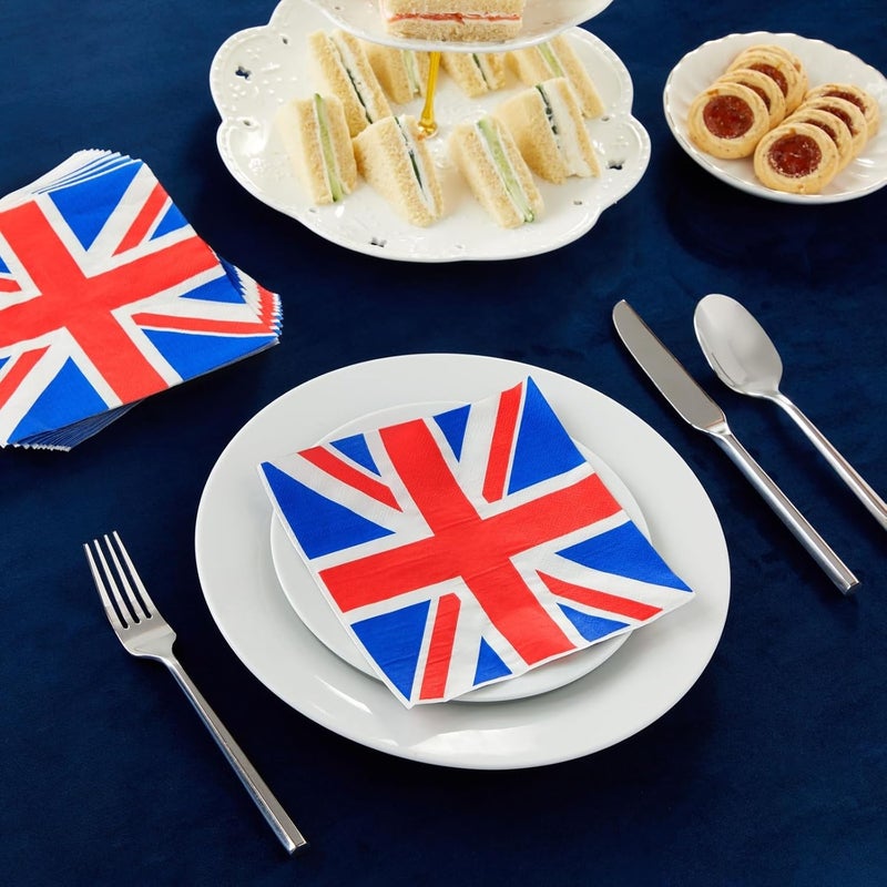 Juvale 100 Pack UK Flag Napkins for British Party Decorations Union Jack Party Supplies London Napkins UK Flag Design for Birthday Parties Celebrations Special Occasions 13x13 Inches - Image 3