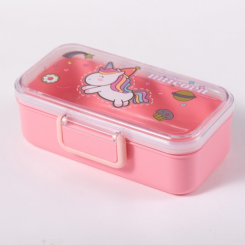Cartoon Bento Lunch Box for Kids, Microwave Safe Plastic Lunch Container, Wholesale
