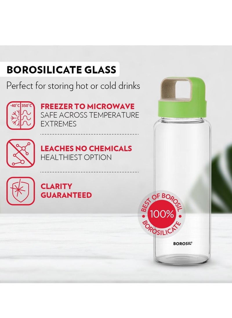 BOROSIL Crysto Glass Bottle w Green Lid  - Image 2