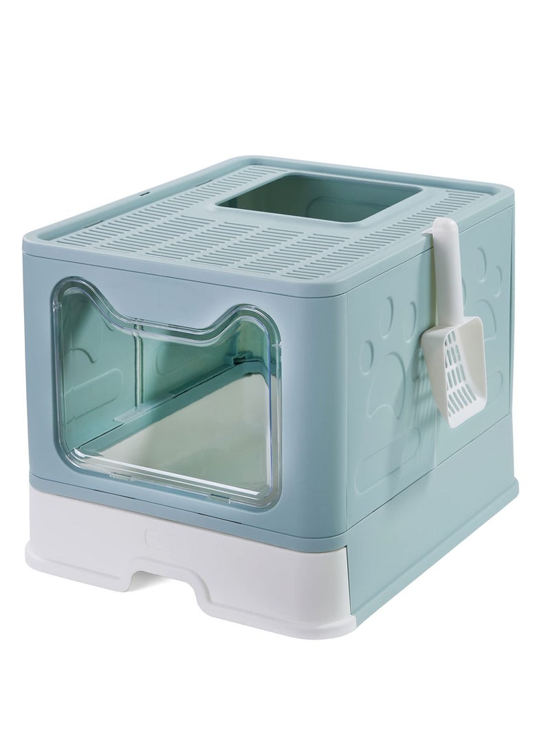 Arabest - Foldable Cat Litter Box with Lid, Enclosed Cat Potty, Top Entry Anti-Splashing Cat Toilet, Easy to Clean, Large - Image 1
