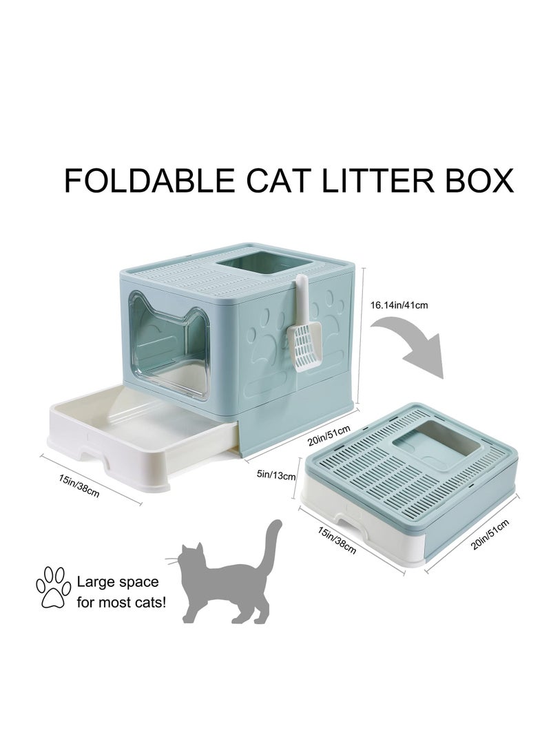 Arabest - Foldable Cat Litter Box with Lid, Enclosed Cat Potty, Top Entry Anti-Splashing Cat Toilet, Easy to Clean, Large - Image 1