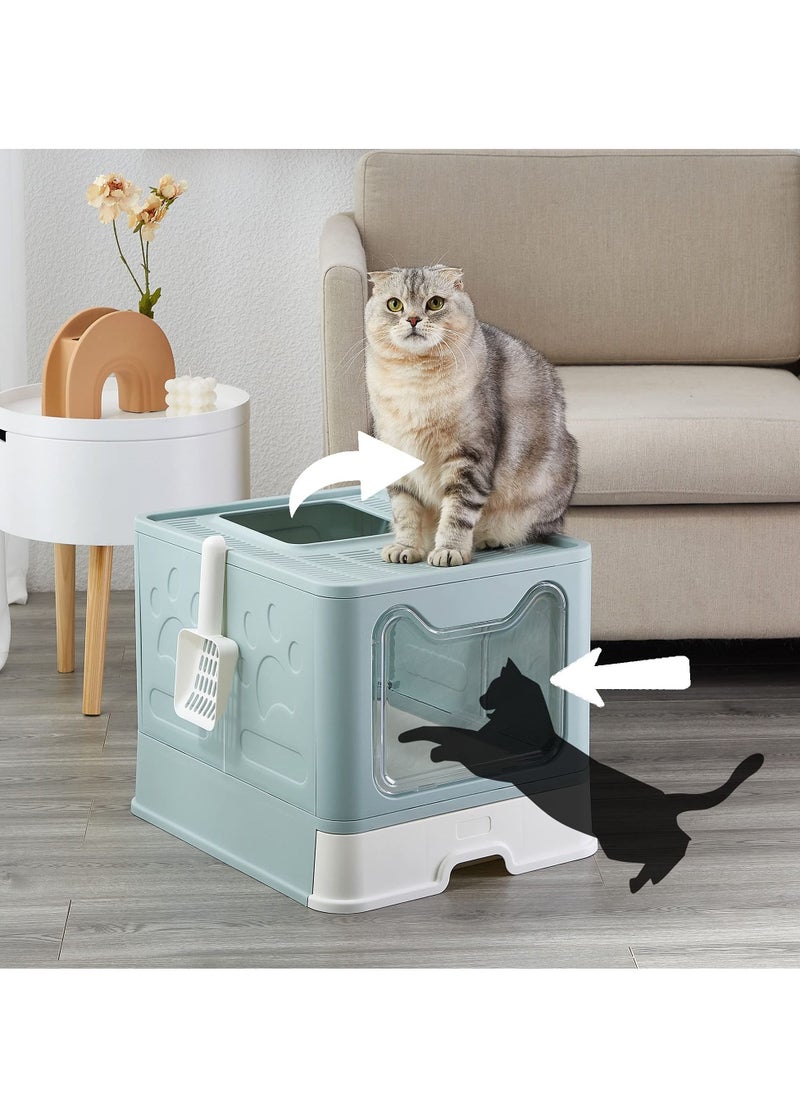Arabest - Foldable Cat Litter Box with Lid, Enclosed Cat Potty, Top Entry Anti-Splashing Cat Toilet, Easy to Clean, Large - Image 1