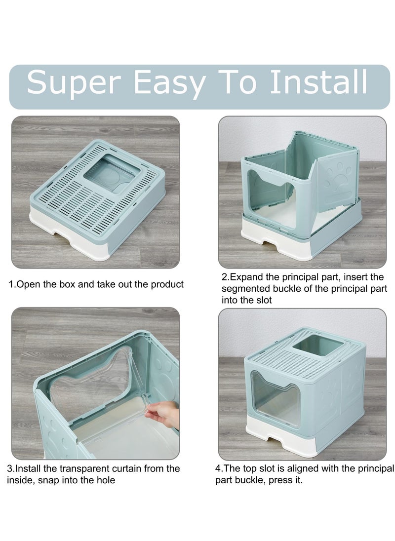 Arabest - Foldable Cat Litter Box with Lid, Enclosed Cat Potty, Top Entry Anti-Splashing Cat Toilet, Easy to Clean, Large - Image 1