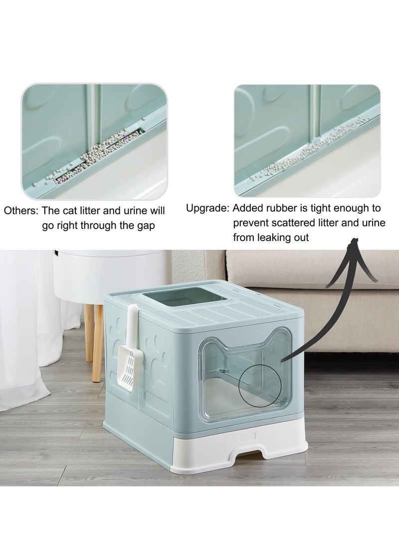 Arabest - Foldable Cat Litter Box with Lid, Enclosed Cat Potty, Top Entry Anti-Splashing Cat Toilet, Easy to Clean, Large - Image 1