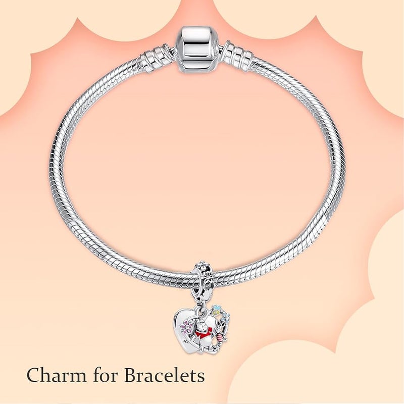 H.ZHENYUE Winnie Characters S925 Silver Charm for Bracelet Necklace Sterling Silver Dangles for Women - Image 3