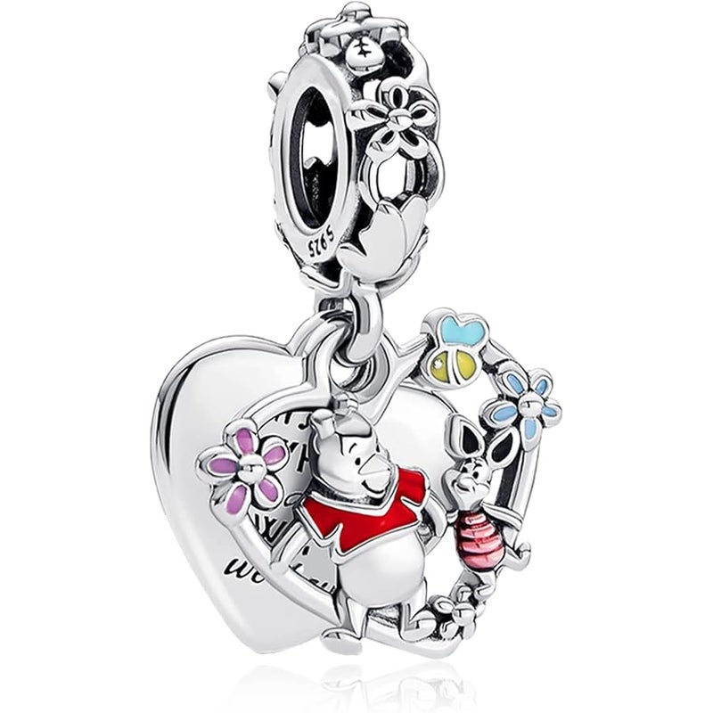 H.ZHENYUE Winnie Characters S925 Silver Charm for Bracelet Necklace Sterling Silver Dangles for Women - Image 1