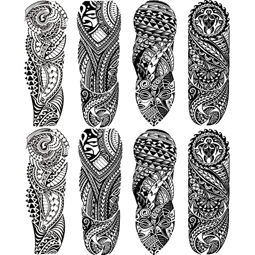 Leoars Tattoos Sleeve 8-Sheet Large Full Sleeve Tattoos Fake Sleeve Men Tattoos Makeup Set for Party - Image 1