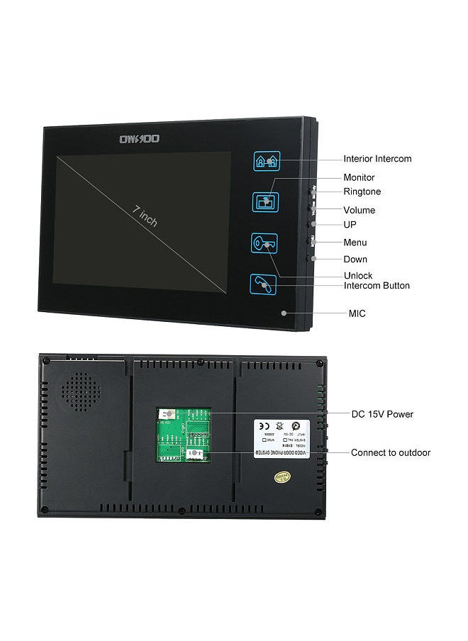 OWSOO - OWSOO 7-inch Color Video Door Phone Doorbell Intercom Kit Touch Screen Waterproof Outdoor Camera Indoor Monitor Night Vision Home Security - Image 1