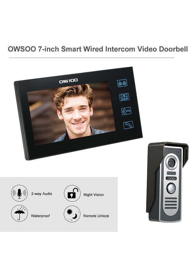 OWSOO - OWSOO 7-inch Color Video Door Phone Doorbell Intercom Kit Touch Screen Waterproof Outdoor Camera Indoor Monitor Night Vision Home Security - Image 1