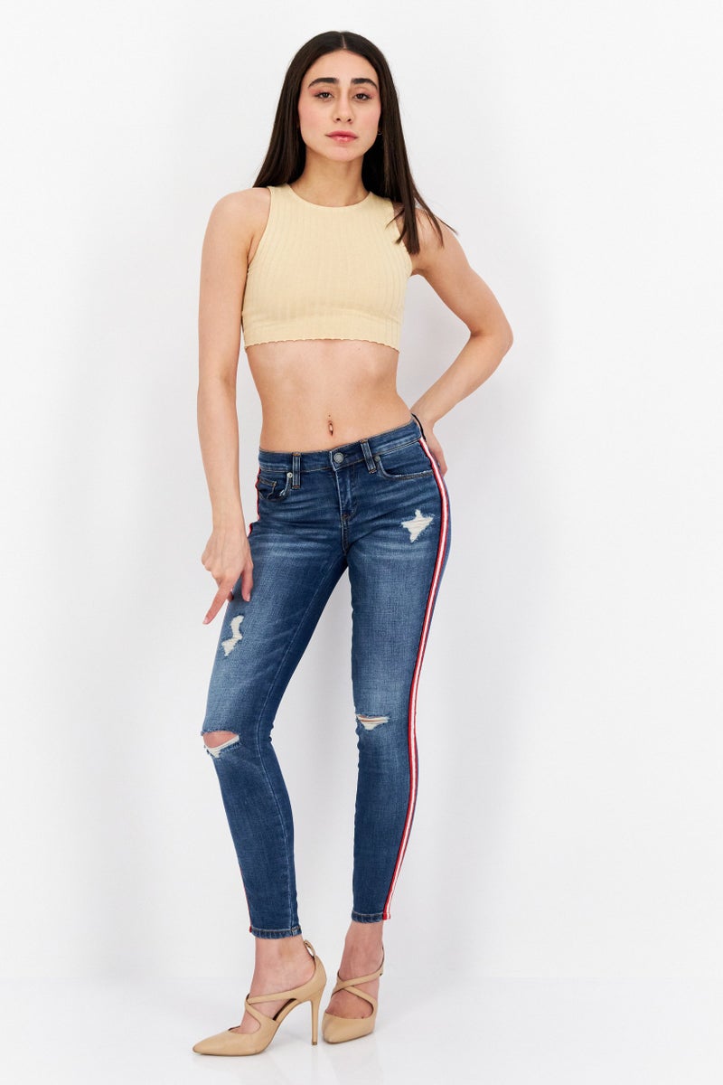 Blank NYC Women Embroidered Rip Jeans, Blue - Image 4