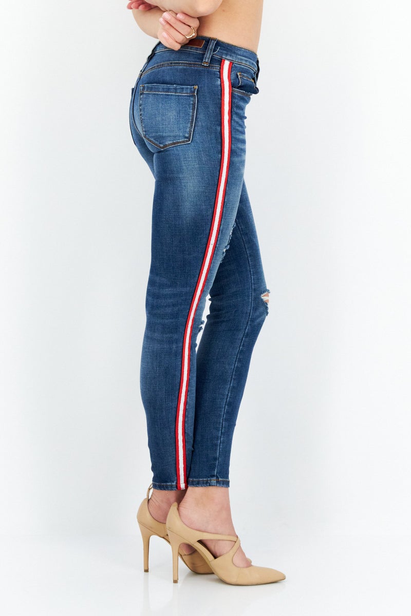 Blank NYC Women Embroidered Rip Jeans, Blue - Image 2