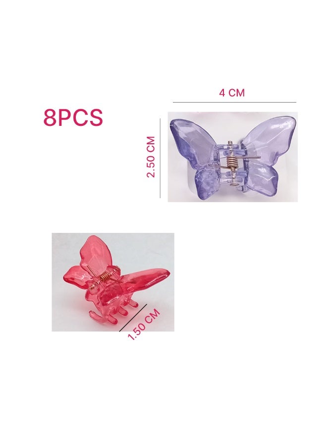 Akarm 8 Pcs Clear Butterfly Hair Clips for Girls - Transparent Crystal Colors - Cute Fashion Hair Accessories Set - Image 3