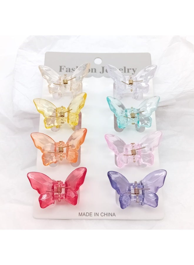 Akarm 8 Pcs Clear Butterfly Hair Clips for Girls - Transparent Crystal Colors - Cute Fashion Hair Accessories Set - Image 1
