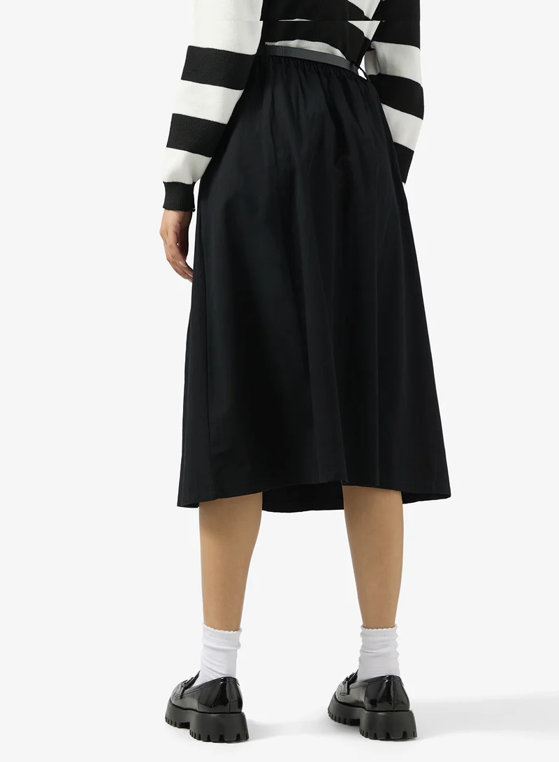 Ginger Belted Midi Skirt with Pockets