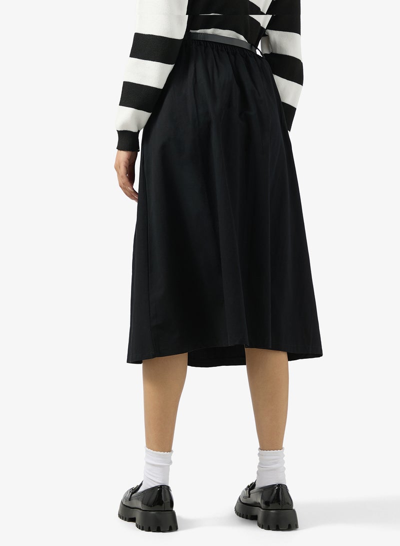 جينجر تنورة ميدي بحزام وجيوب - Image 3