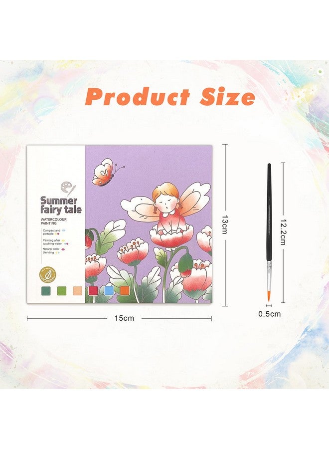 ZAKVOOR Watercolor Painting Book for Kids and Toddlers, Pocket Cartoon Watercolor Graffiti Paper Book with Paint Palette and Brush, Art Craft Gift for Drawing (Fairy Tale) - Image 2
