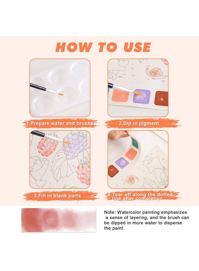 ZAKVOOR Watercolor Painting Book for Kids and Toddlers, Pocket Cartoon Watercolor Graffiti Paper Book with Paint Palette and Brush, Art Craft Gift for Drawing (Fairy Tale) - Image 4