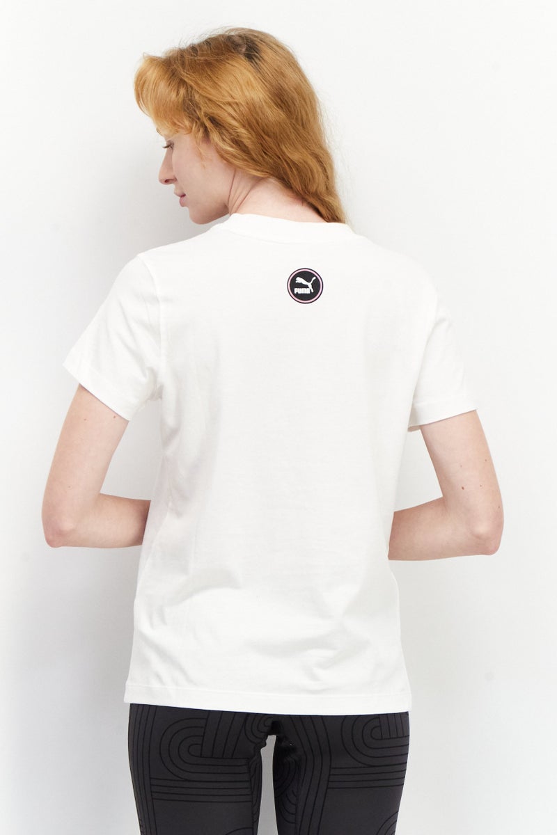 PUMA Women Sportswear Fit Short Sleeve Brand Logo T-Shirt, Off White - Image 4