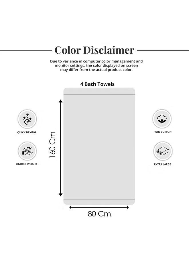 Bukela 4pcs 80x160 cm Solid Towels Bath Cotton Big Size 800GMS 100% Cotton Premium Bath Towels Soft & Highly Absorbent for Home Bathroom Hotel - White，The use standards of five-star hotels - Image 3