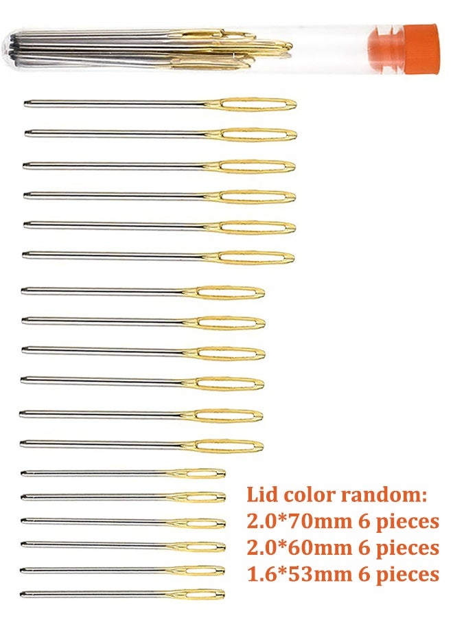 18PCS Large Eye Blunt Needle Stainless Steel Sharp Point Sewing Needles, Large Eye, Hand Sewing, Knitting, Crochet, Leather, Handbags, Wallets, Belts, Jeans, 3 Sizes，Lid Color Random - Image 4
