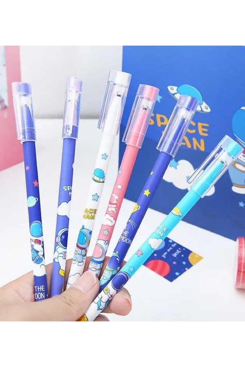 29-piece school supplies set (astronaut pencil case + 4 highlighter pens + 12 color pencils + 6 erasable gel pens + lipstick eraser + 15cm cartoon ruler + 3 dry pens + corrector correction tape) - Image 4