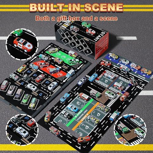 GITGRNTH 48 Pcs Pull Back Car Set for 3+ Kids, Container Storage Box - Learning & Educational Stuffers Mini Cars, Tay Car Set, Racing Pattern | Perfect for Kids, Children, Boys & Girls - Image 3