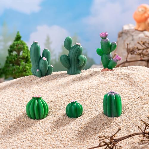 JARPSIRY 12 Pcs Mini Resin Cactus Miniature Figurines, Cute Small Cactus Figures Cake Topper, DIY Micro Landscape Desert Decor Home Fairy Garden Plant Pots Bonsai Crafts - Image 4