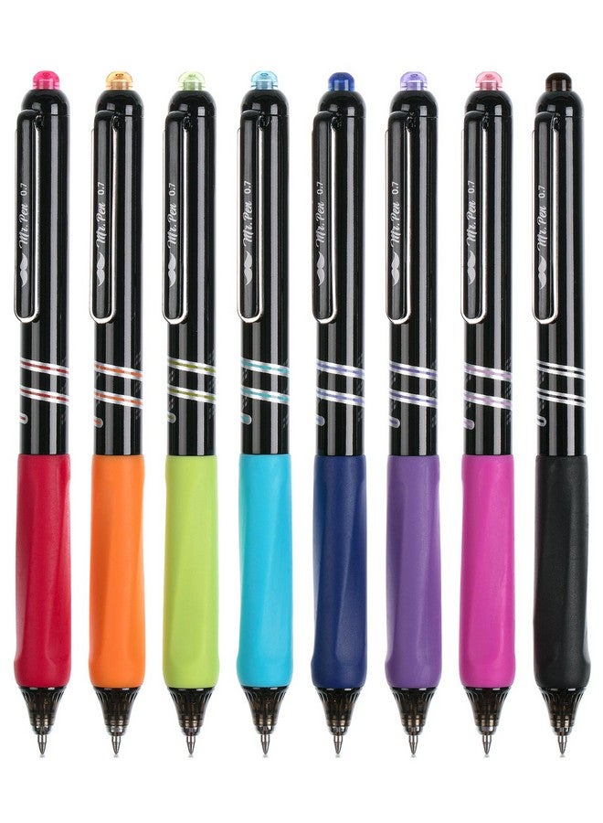 Mr. Pen- Retractable Gel Pens, 8 Pack, Vibrant Barrels, Fast Dry, Colorful Ink Gel Pens Fine Point 0.7mm, Retractable Pens, Cute Pens, Gel Ink Pens, Aesthetic Pens for Journaling Fine Tip Pens - Image 1