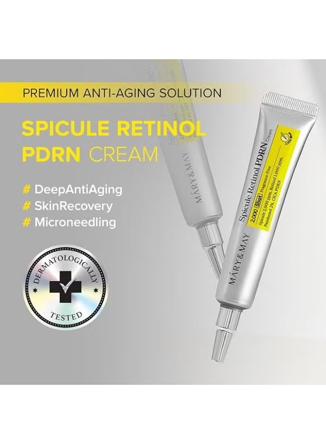 MARY & MAY Mary&May Spicule Retinol PDRN Cream - Korean Face Moisturizer with Marine Spicules & Nano Liposome Retinol - Pore Texture Firming Treatment, Ceramide Panthenol for Sensitive Skin, 15g / 0.5 oz - Image 2