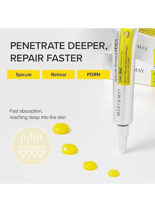 MARY & MAY Mary&May Spicule Retinol PDRN Cream - Korean Face Moisturizer with Marine Spicules & Nano Liposome Retinol - Pore Texture Firming Treatment, Ceramide Panthenol for Sensitive Skin, 15g / 0.5 oz - Image 3