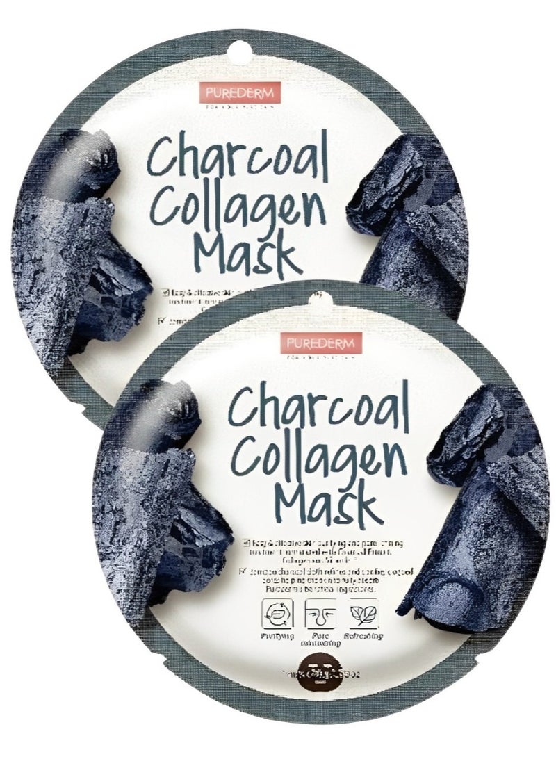 Purederm Charcoal Collagen Mask 18gm Pack of 2 - Image 1