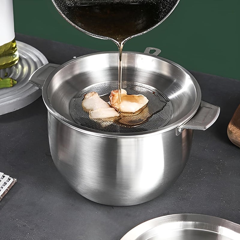 Kruvad Bacon Grease Container with Strainer Kitchen Oil Storage Can Cooking Grease with AntiSlip Coaster Tray Meat Frying Oil Container for Easy Disposal and Bowl - Image 3