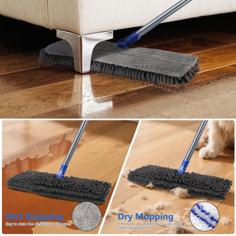 Masthome Microfiber Mops for Floor Cleaning,Dust Mop with 4 Reusable Pads,Flat Flip Mops for Wet & Dry Use,Professional Microfiber Mop for Hardwood, Laminate,Tile Floor Cleaning-1 Scraper - Image 4