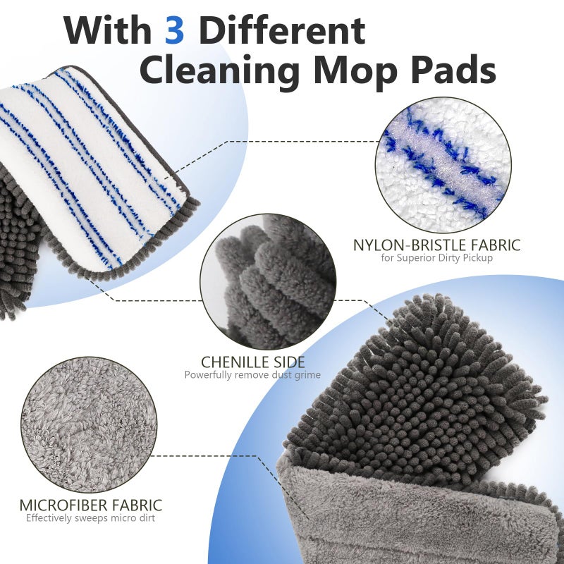 Masthome Microfiber Mops for Floor Cleaning,Dust Mop with 4 Reusable Pads,Flat Flip Mops for Wet & Dry Use,Professional Microfiber Mop for Hardwood, Laminate,Tile Floor Cleaning-1 Scraper - Image 2